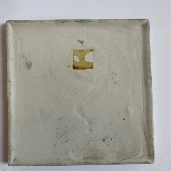 Ceramic Square Bird Tile - Cream and Silver - Picture 3 of 3